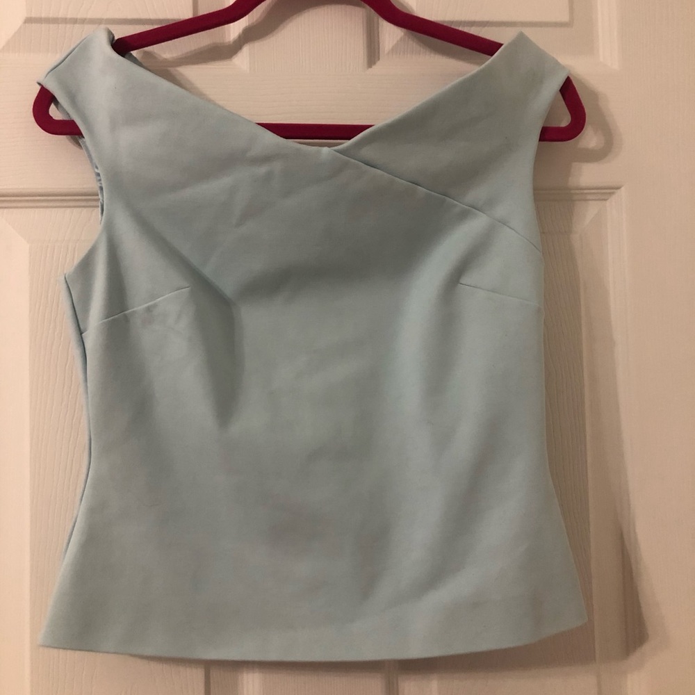 Ted Baker off the shoulder baby blue top. Size 3